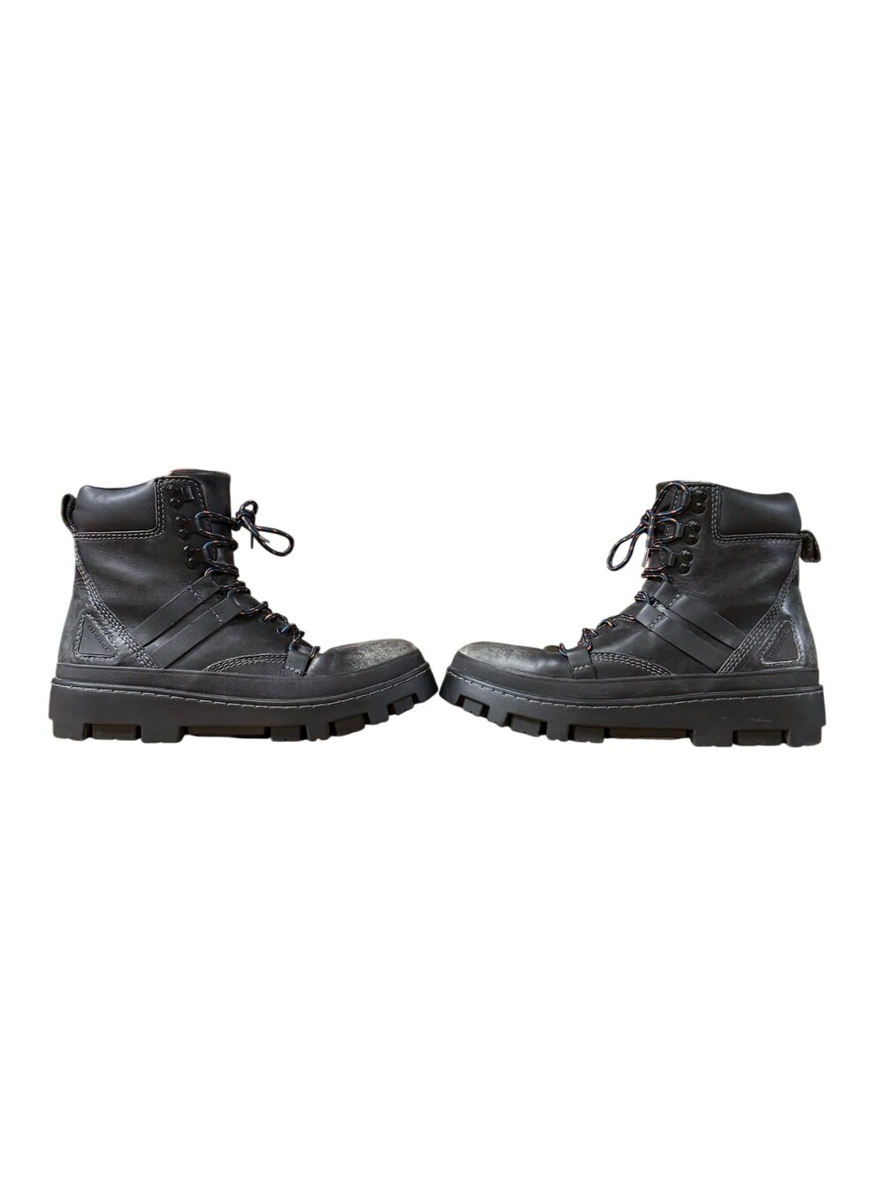 Diesel Combat Boots Mens Size 10 Black Leather D-VIBE HIKEB Ankle Lug Sole